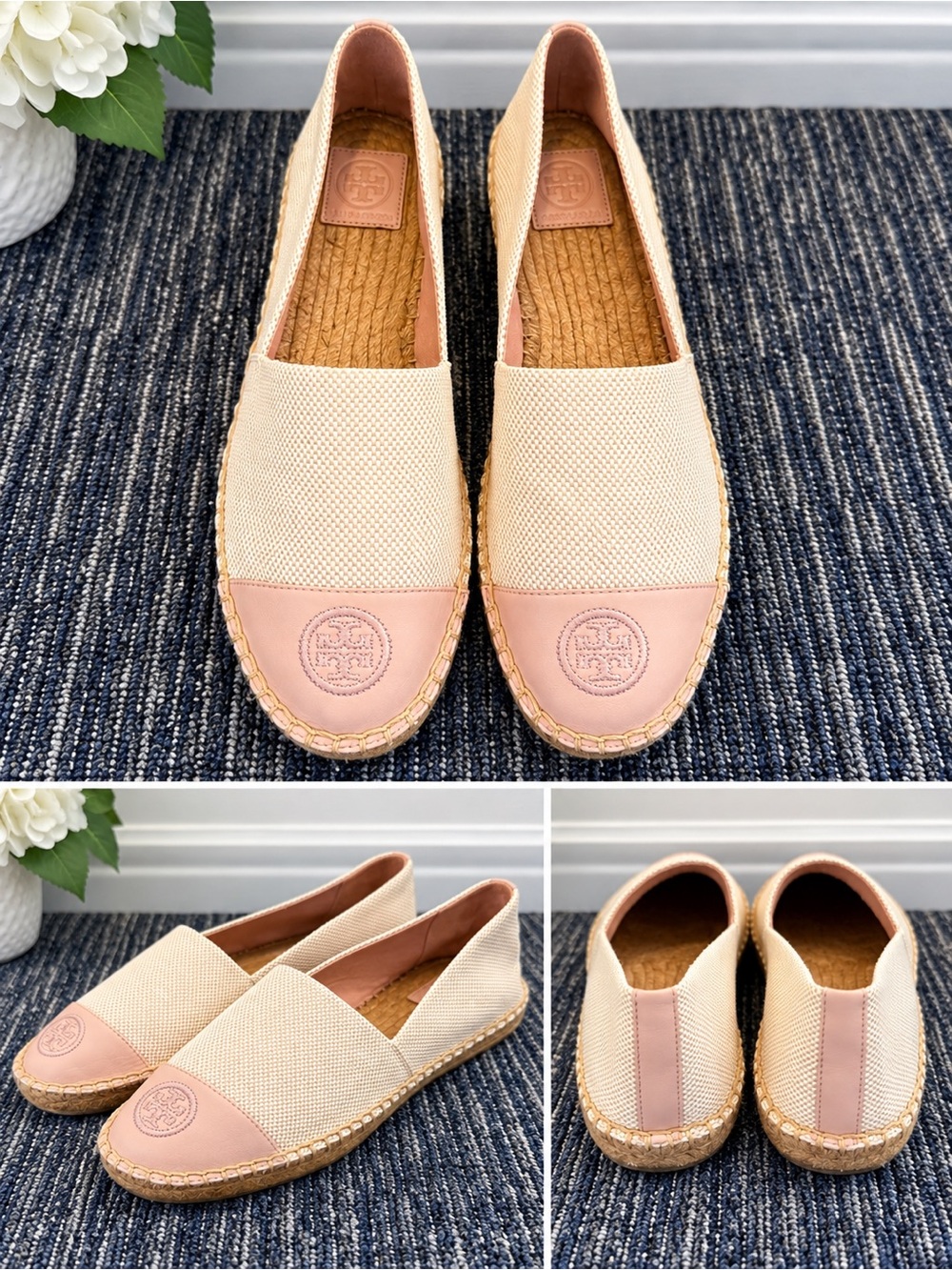 Tory Burch Color Block Espadrilles Sea Shell Pink Size 10 NIB